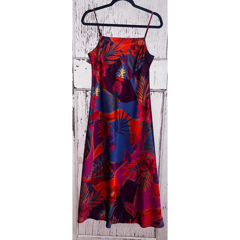 Boho Chic Romantic Island Girl Floral Satin Cowl Neck Slip Maxi Dress By Joie:XS - Picture 3 of 5